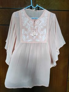 Sheer Embroidered Tunic Top