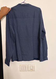 women’s Blue Printed Shirt for office