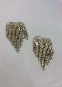Trendy Sparkling Heart Dangle Earrings
