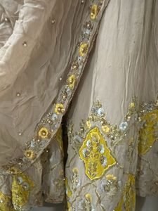 Designer Yellow &amp; Beige Lehenga Choli Set
