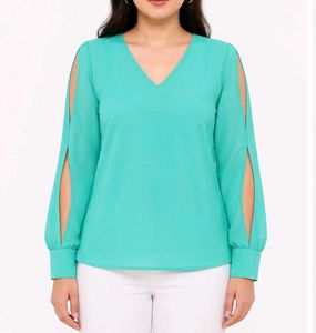 turquoise cut out top (size- L)