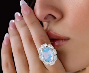 Stunning Oval Blue Gem Ring