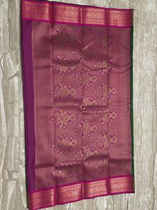 Elegant Green Silk Saree with Gold Border