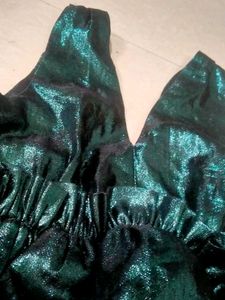 Emerald Green Ruffle Tiered backless Party Dress