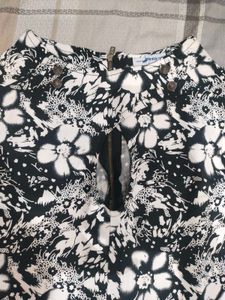 Black &amp; White Floral Printed Mini Dress