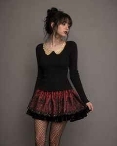 Sexy Gothic Black Ribbed mini dress