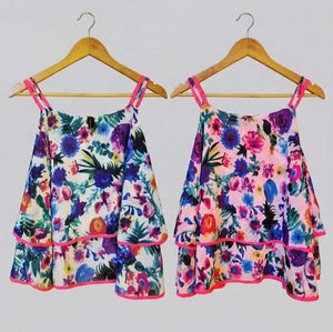 Boho Floral Print layered Cami Top