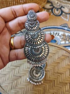 Oxidized Silver Jhumka Earrings