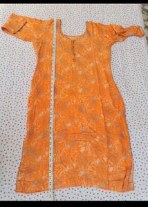 Orange Printed Kurta with Striped Palazzo