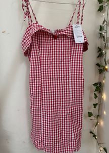 Cute Gingham Off-Shoulder Dress