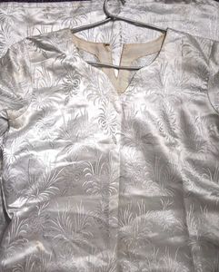 Elegant silver Silk Kurta