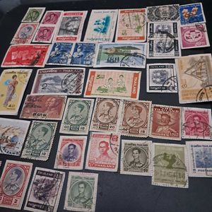 1940-60s Collection of 38 Thailand Stamps