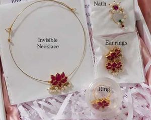 Indian Ethnic Jewelry Set - Necklace, Earrings & R