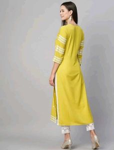 Vibrant Yellow Kurta with White Embroidery