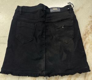 Classic Black Denim Mini Skirt