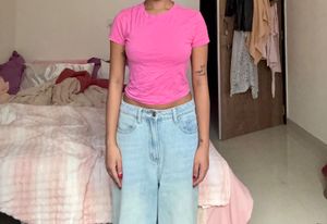 Bright Pink Cropped T-Shirt