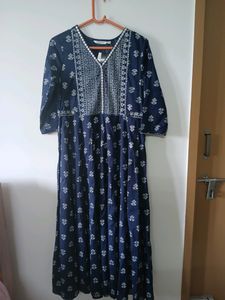 Navy Blue Printed Maxi Dress