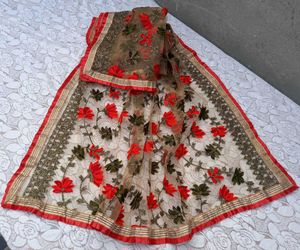 Exquisite Embroidered Floral Net Dupatta
