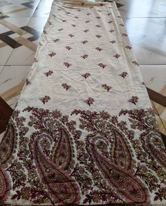 Cream Paisley Print Dress Material
