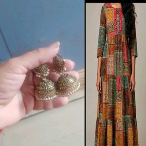 Exquisite Jhumka Earrings kurta combo