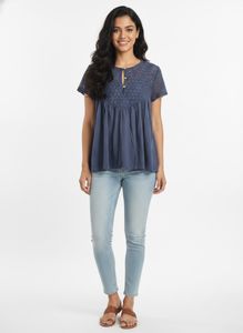 blue laced short top