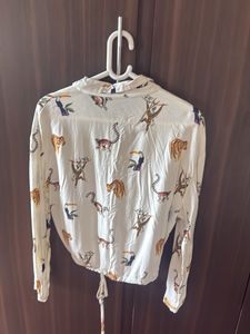 Fun Animal Print Long Sleeve Crop Top