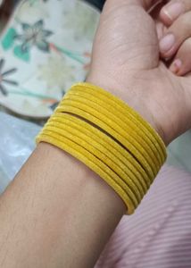 Set of Yellow Velvet Bangles