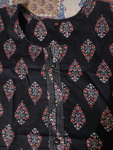Women's Black Block Print Kurti
