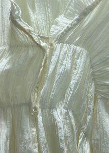 Cream Textured Ruffle Blouse