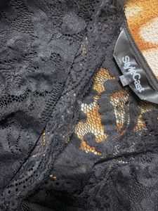 Black Lace V-Neck Long Sleeve Top (bodysuit)