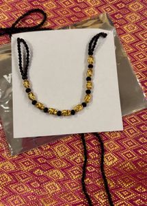 Elegant Gold Plated &amp; Black Beaded Mangalsutra