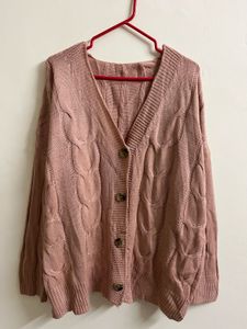 Dusty Rose Cable Knit Cardigan