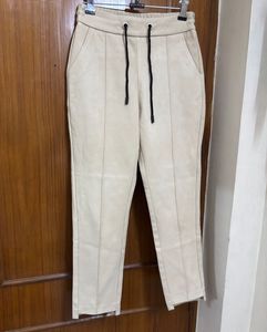 Cuuui Korean Beige Jogger Pants with Drawstring