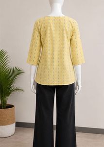 Yellow Printed Kurta with Elegant Neckline