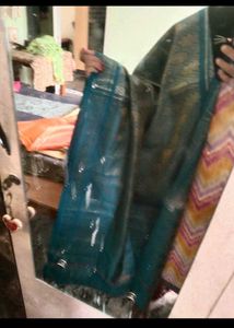 Beautiful Teal &amp; Gold Banarasi Dupatta