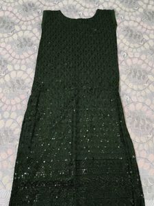 Dark Green Embellished Kurta