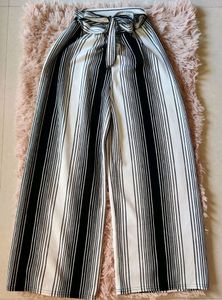 Black &amp; White Strips Wide Leg Palazzo