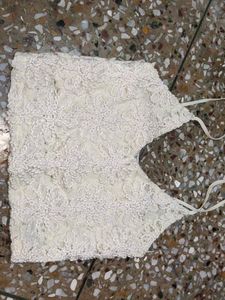 Zara Cream Textured Lace Top