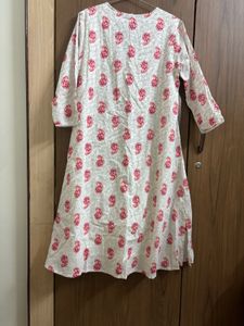 White Kurta with Red Paisley Print