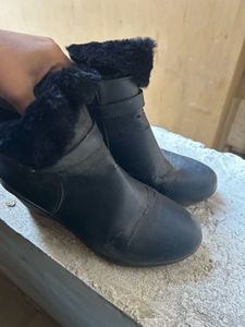 Black Wedge Heel Ankle Boots