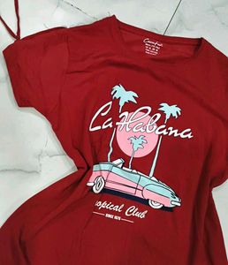 Red "La Habana Tropical Club" Graphic T-Shirt