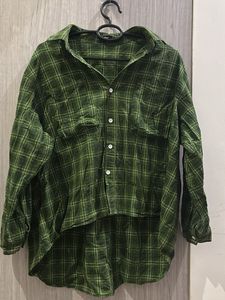 Green Plaid Button-Up Shirt