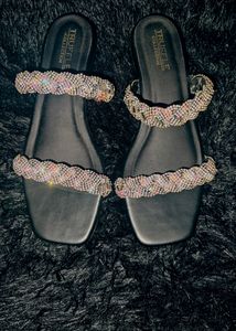 Truffle Collection Embellished Block Heel