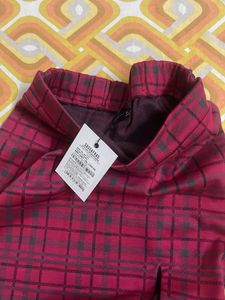 Plaid Mini Skirt with Slit