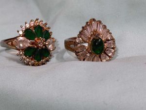 Elegant Emerald & Crystal Rings Set