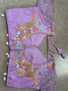 Designer Embroidered Purple Blouse