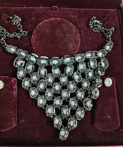Statement black metal Crystal Necklace,Earrings