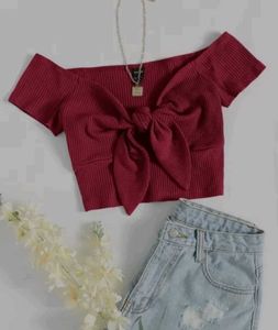 Chic Off-Shoulder Bow Crop Top