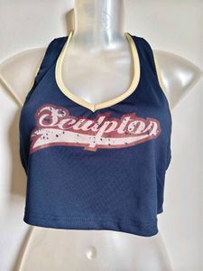 🔥MEGA SALE🔥Navy Blue Halter Neck Crop Top