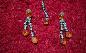 Stunning Orange &amp; Crystal Necklace Set